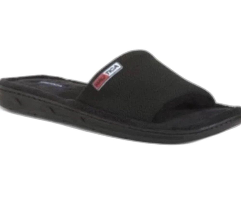 Nautica Men's Indoor/Outdoor Knit Slippers Black Size Large 9/10 NWT